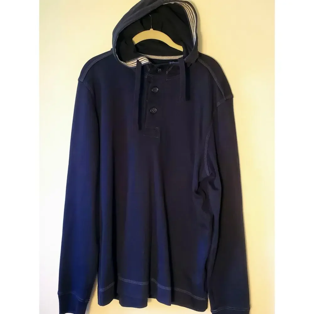 Banana Republic Pullover Black Hoodie Sweatshirt Mens L Nautical Collegiate